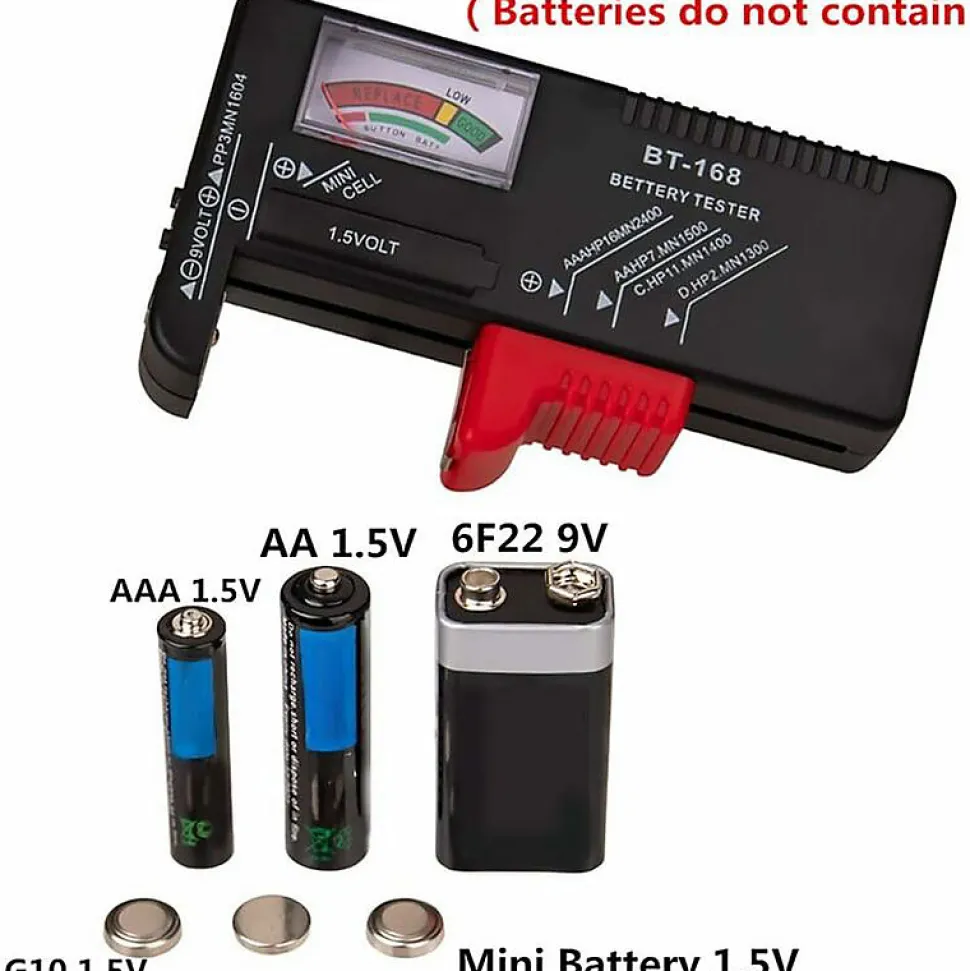 Testeurs de Piles Contrleur de Testeur de Tension de Batterie pour Pile Bouton AA/AAA/C/D / 9V / 1.5V Ecran LCD Universel