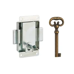 THIRARD - Serrure de meuble en applique pour porte d'ameublement, axe 20mm, 40x50mm, zingué, 1 clé - THIRARD