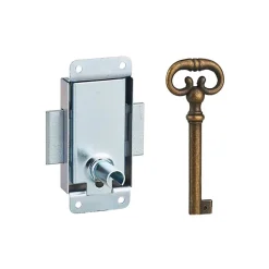 THIRARD - Serrure de meuble en applique pour porte d'ameublement, axe 15mm, 30x50mm, zingué, 1 clé - THIRARD