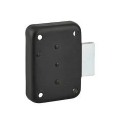 THIRARD - Serrure de meuble en applique pour porte d'ameublement, droite, axe 25mm, 70x50mm, noir, 3 clés - THIRARD