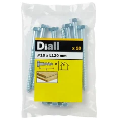 Tirefonds DIN 571 zingués 10x120 mm - 10 pièces