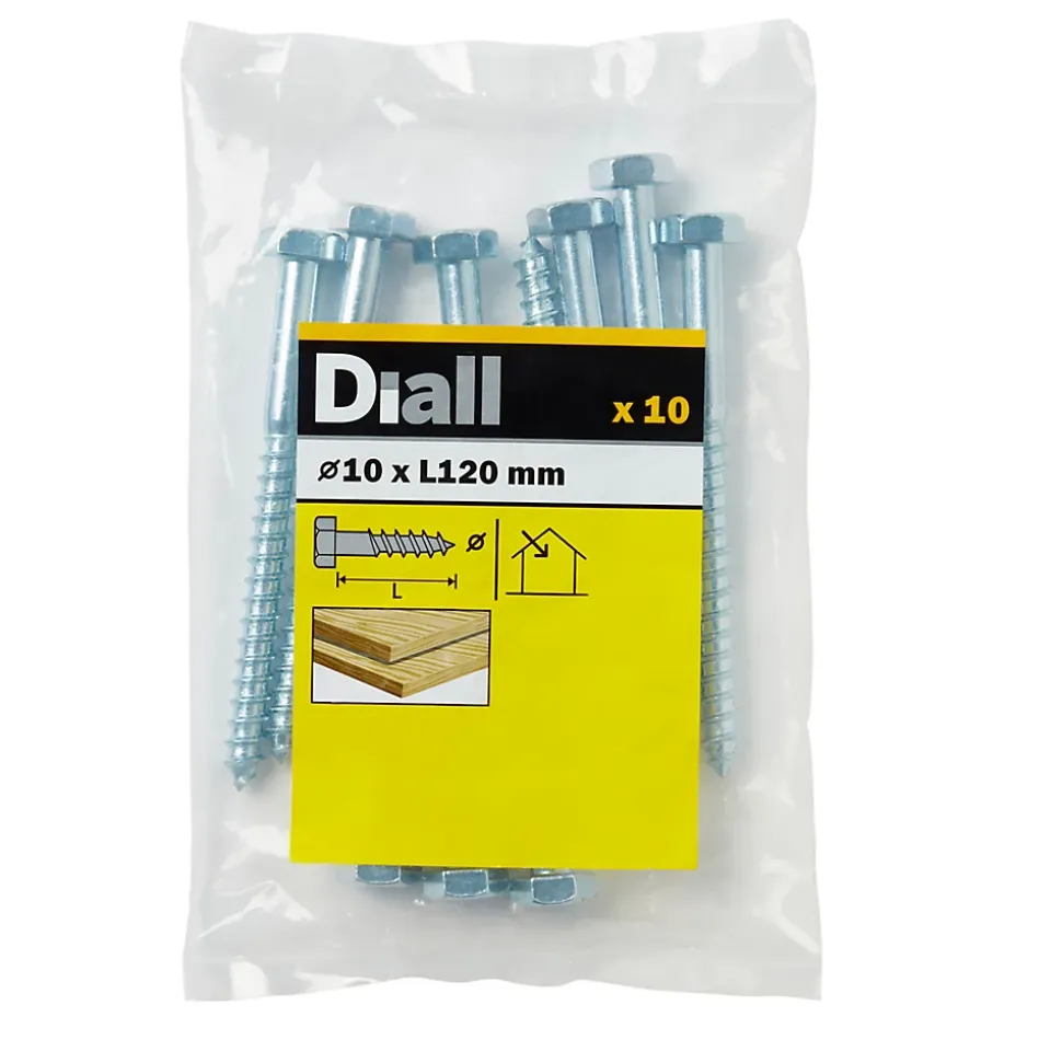 Tirefonds DIN 571 zingués 10x120 mm - 10 pièces