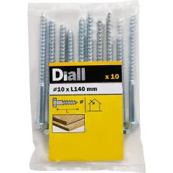 Tirefonds DIN 571 zingués 10x140 mm - 10 pièces
