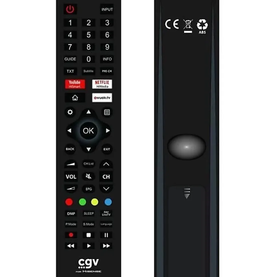 Télécommande CGV Fidelio Hisense 55 boutons Noire infrarouge prête à l'emploi