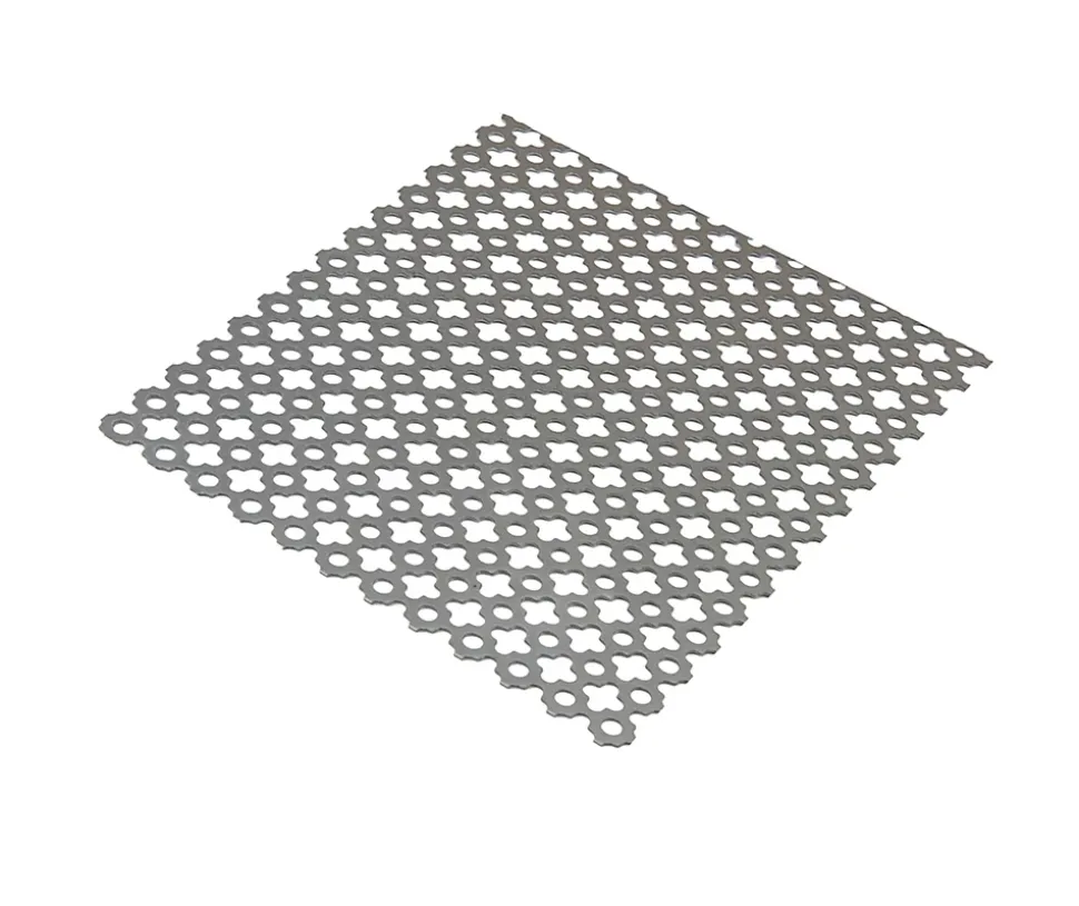Tôle perforée trèfle acier brut Perforation 8 mm Ep. 1 mm, 50 x 25 cm