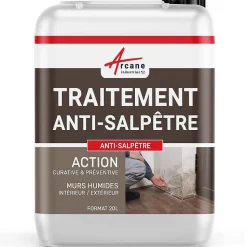 Traitement anti-salpêtre pour murs humide - ANTISALPÊTRE - 20 L (jusqu à 80m²) - ARCANE INDUSTRIES