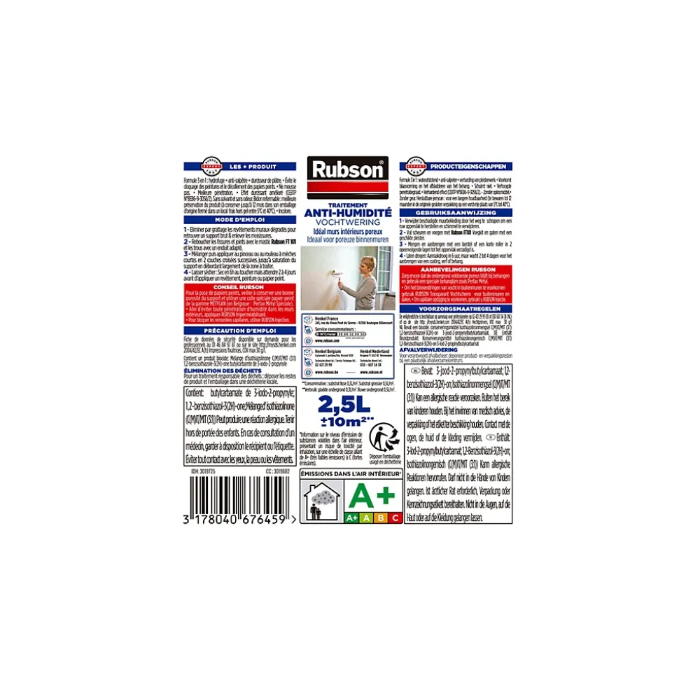 Traitement Murs Humides Rubson incolore bidon 2,5L