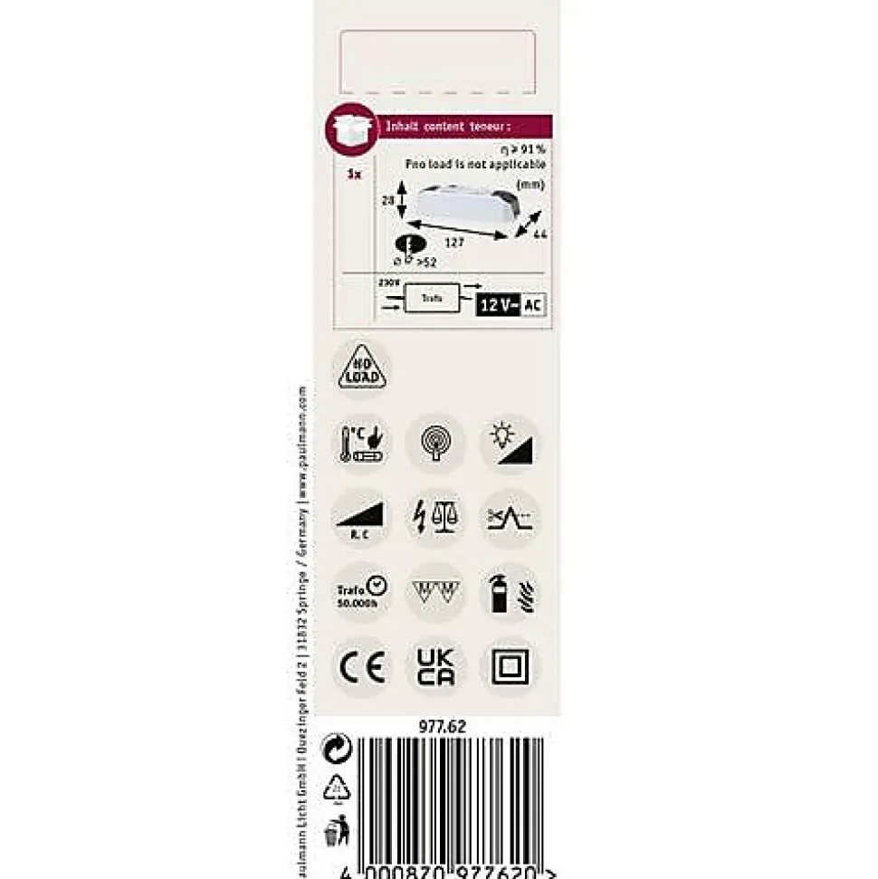Transfo électronique Halogen+LED max. 0-50W 220-240/12V 50VA Blanc