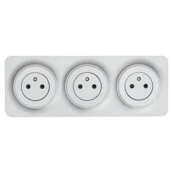 Triple prise avec terre prêt câblée Jacobsen Espen aluminium composable