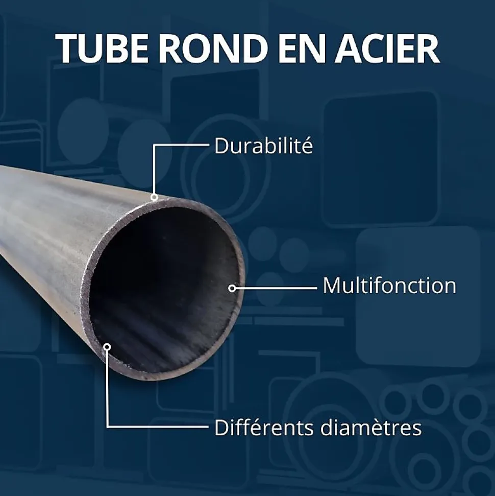 Tube acier rond diametre 60 ep 2 mm, Longueur : 2 metres - Comment Fer