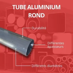 Tube aluminium 30 mm ep 2 mm, Longueur : 1 metre - Comment Fer