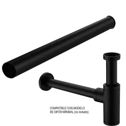 Tube d'extension de siphon de vidange rond avec une finition noire mate en laiton Kibath