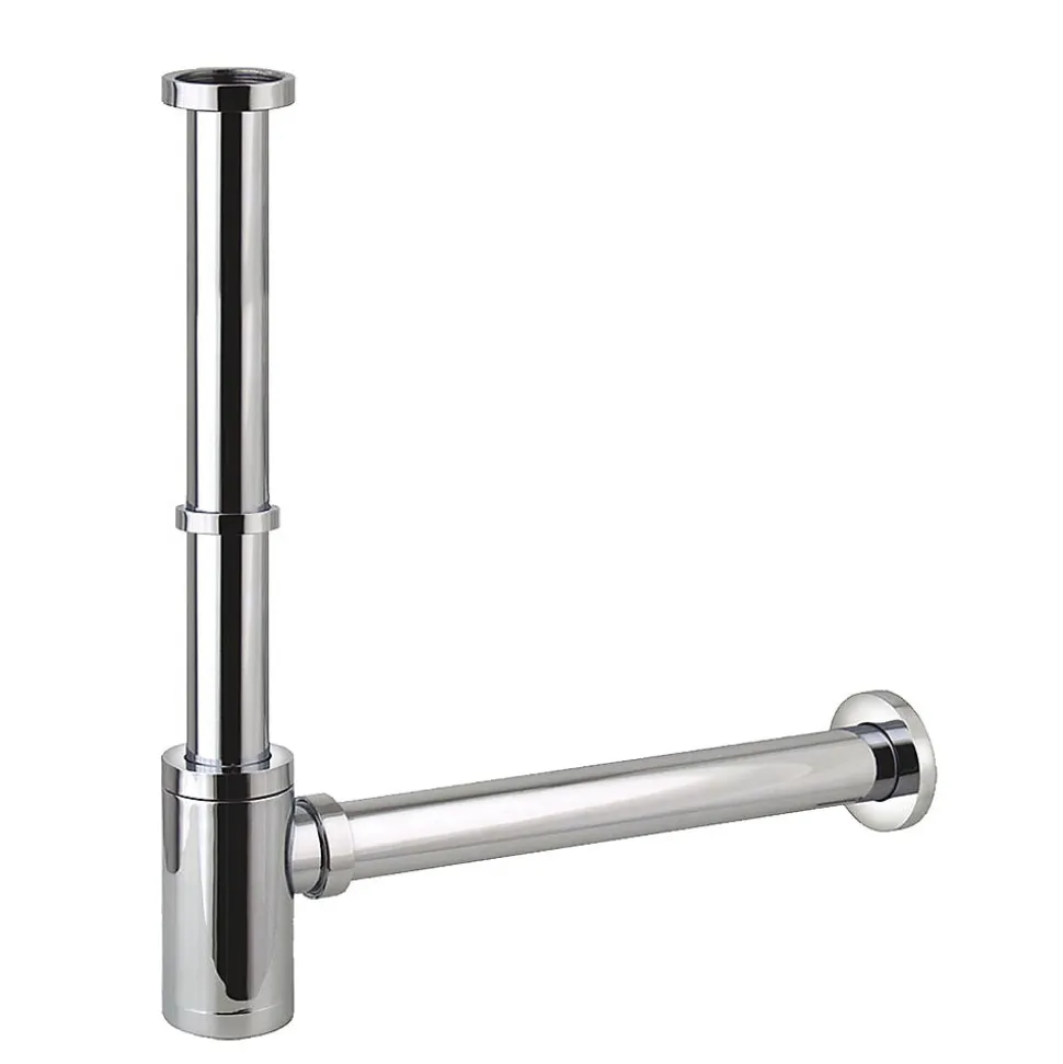 Tube d'extension de siphon de vidange rond avec une finition chromée brillante en laiton Kibath
