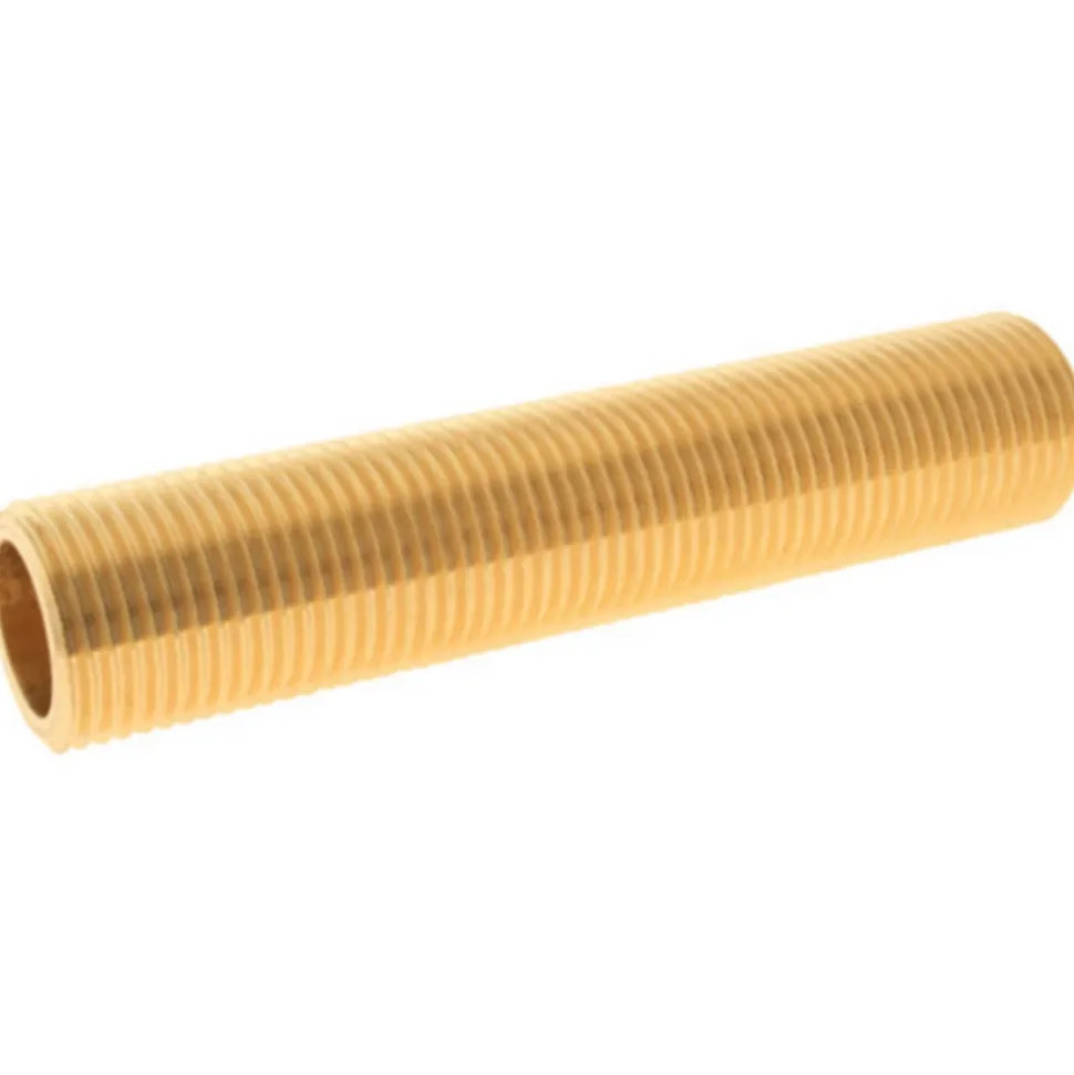 Tube fileté laiton 10cm - double Mâle 15/21 (1/2"), lot de 2