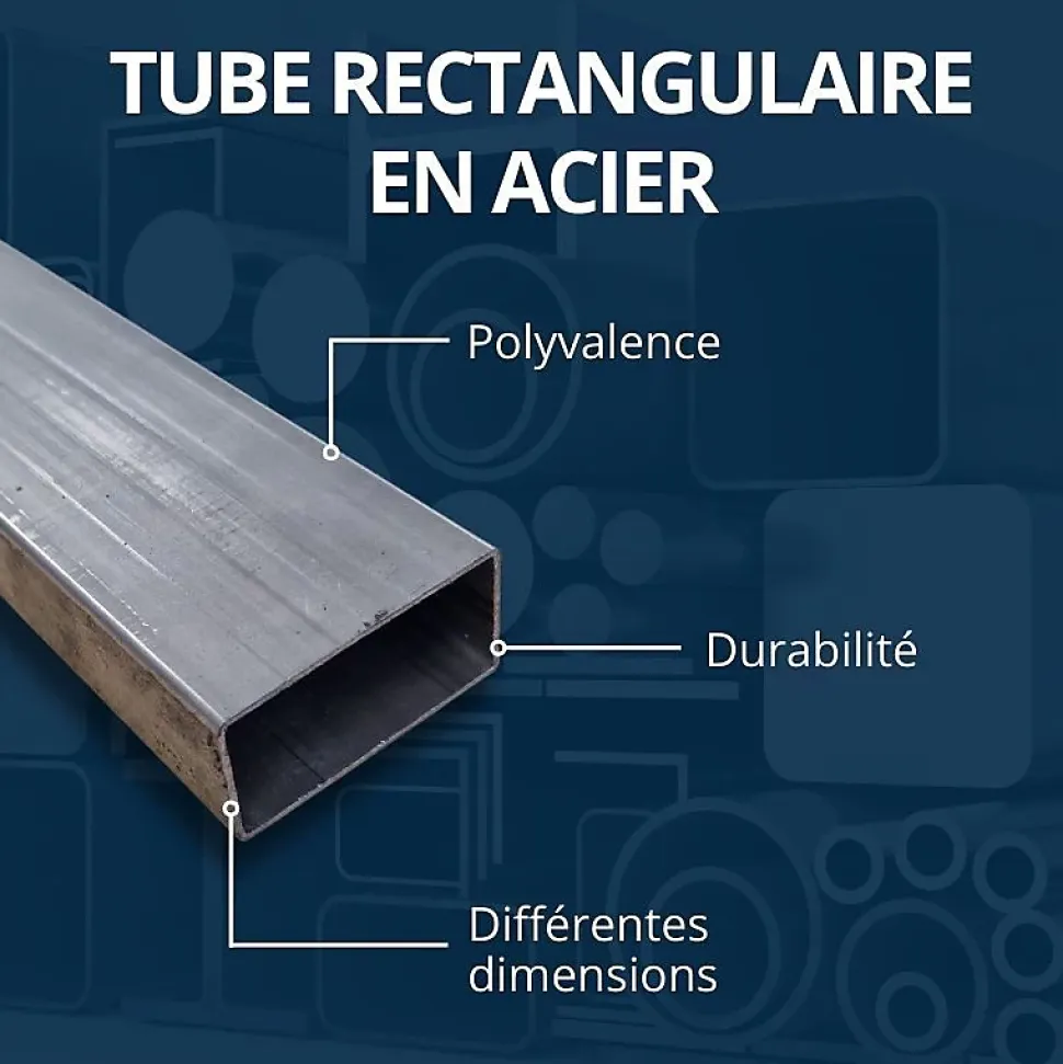 Tube rectangulaire acier 40x27 ep 2 mm, 2 metres - Comment Fer