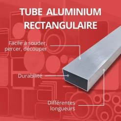 Tube rectangulaire alu 80x40 ep 3 mm, 3 metres - Comment Fer