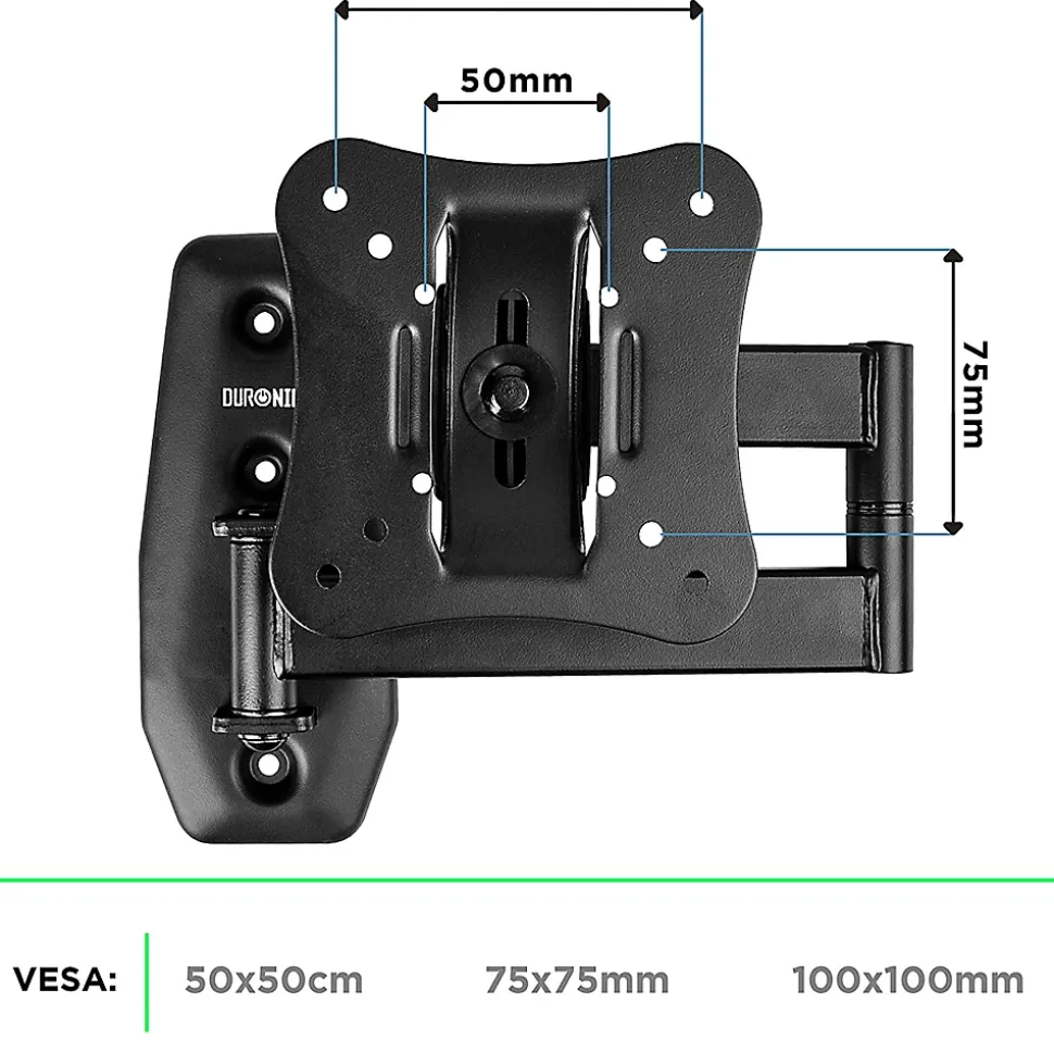 TVB0920 Support TV mural pour écran de 13 à 30 pouces Pivotant Inclinable Charge max 18 kg VESA 50 100 Télé LED LCD OLED Duronic