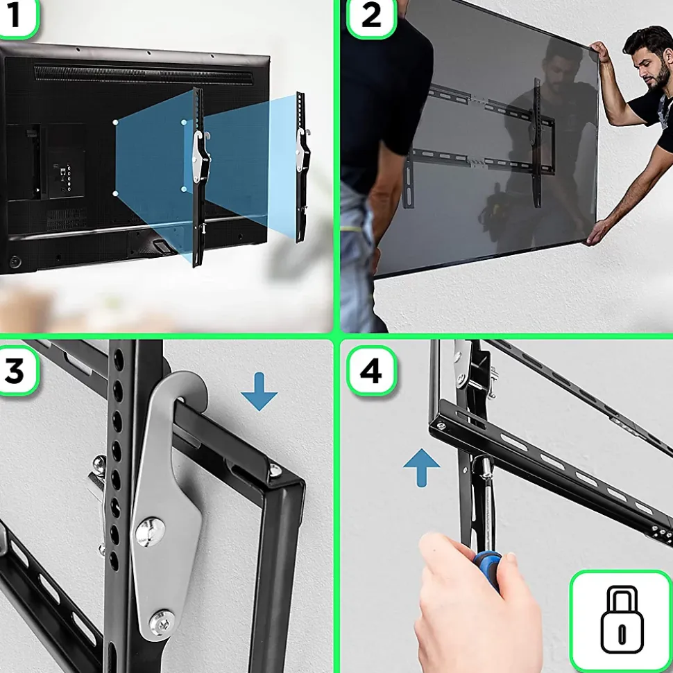 TVB777 Support TV mural pour écran de 33 à 60 pouces Inclinable Charge max 40 kg VESA 100 600 Télé LED LCD OLED Duronic
