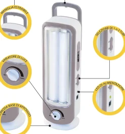 TWIX: Lampe portative rechargeable anti-coupures d'électricité, 2 tubes LED 300lm 23cm