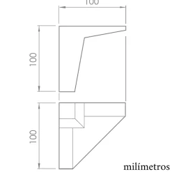 4un. Pied de meuble incliné scandinave pied nordique en résine plastique ABS ANTI-HUMIDITÉ couleur aluminium mat. Hauteur 100mm