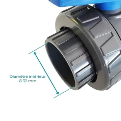 Vanne Interplast Fitt 32mm à coller double union démontable 3,2cm 32 mm PN16 PVC PRESSION Piscine