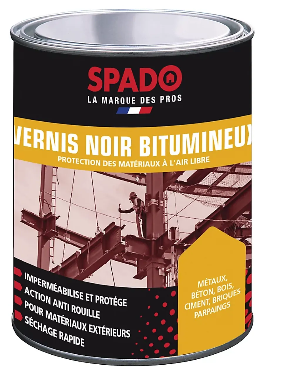 Vernis extérieur bitumineux noir travaux s Spado 1L