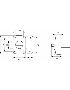 Verrou à bouton Alouette pour porte intérieure, 30mm, acier, époxy argent - THIRARD