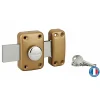 Verrou à bouton Apache pour porte de garage, cylindre 40mm, pêne 160mm, acier, 3 clés, époxy or - THIRARD