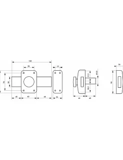 Verrou à bouton Apache pour porte de garage, cylindre 40mm, pêne 160mm, acier, 3 clés, époxy or - THIRARD