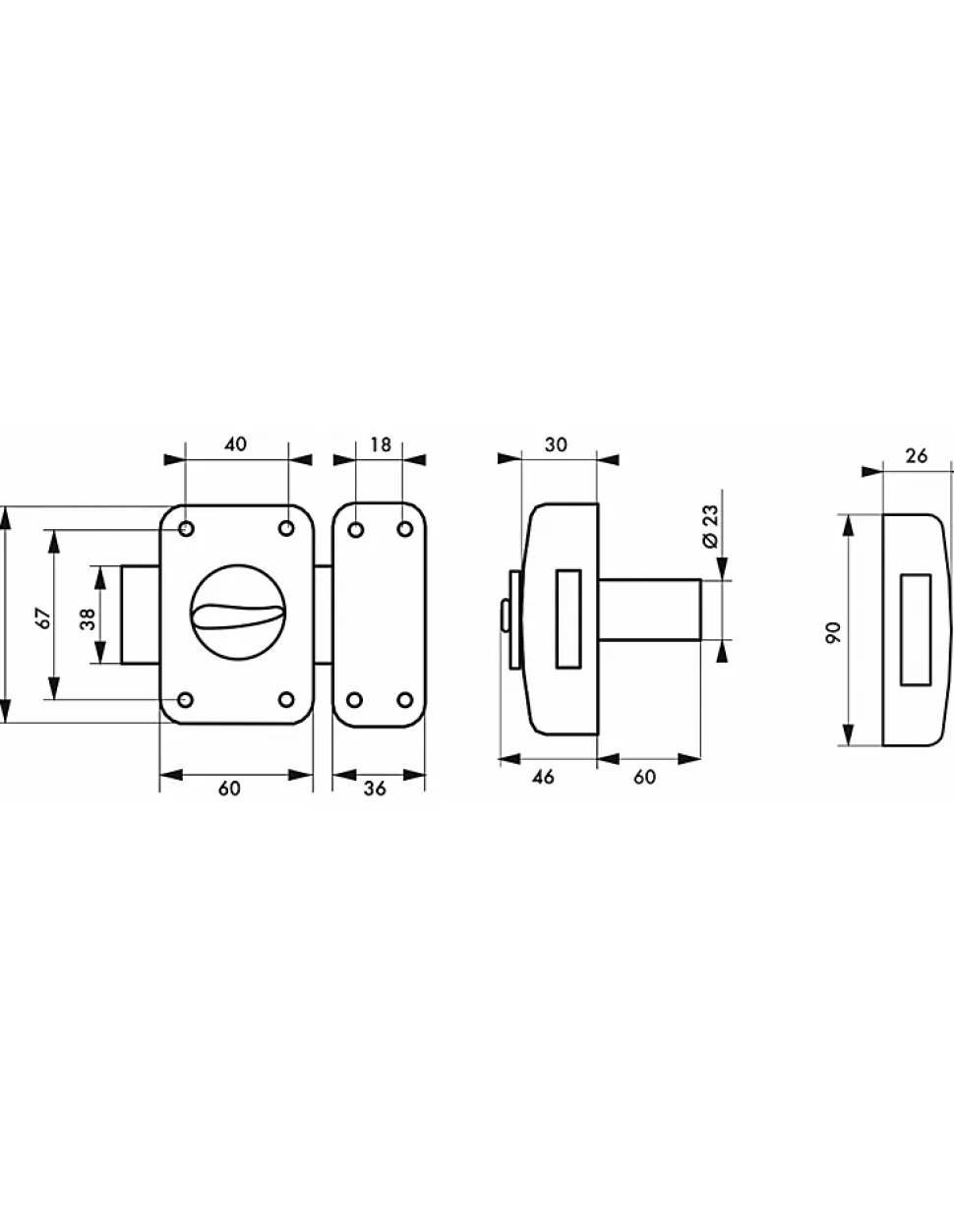 Verrou à bouton Corvette pour porte d'entrée, cylindre 60mm, acier, 3 clés, époxy bronze - THIRARD