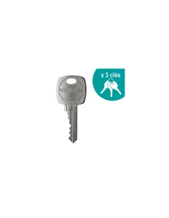 Verrou à bouton Corvette pour porte d'entrée, cylindre 40mm, acier, 3 clés, époxy bronze - THIRARD