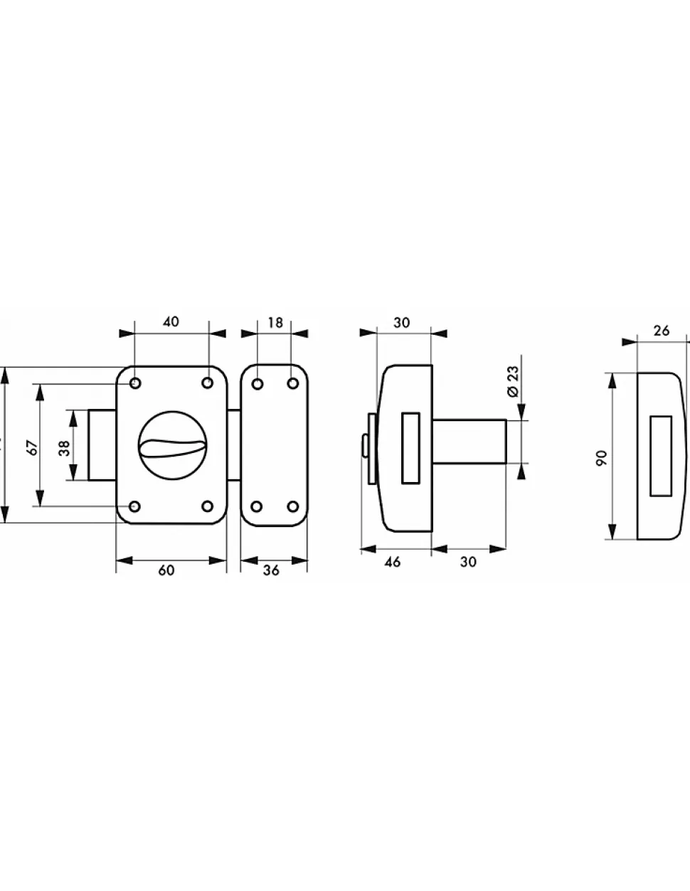 Verrou à bouton Corvette pour porte d'entrée, cylindre 30mm, acier, 3 clés, époxy bronze - THIRARD