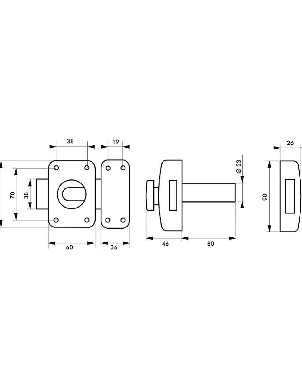 Verrou à bouton Transit 2 pour porte d'entrée, cylindre 80mm, 4 clés, époxy or - THIRARD