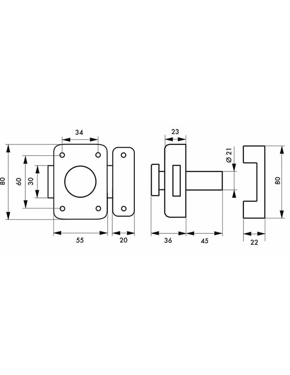 Verrou à bouton Trident pour porte intérieure, cylindre 45mm, acier, 3 clés, époxy bronze - THIRARD