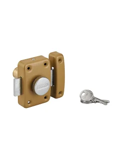 Verrou à bouton Trident pour porte intérieure, cylindre 45mm, acier, 3 clés, époxy bronze - THIRARD