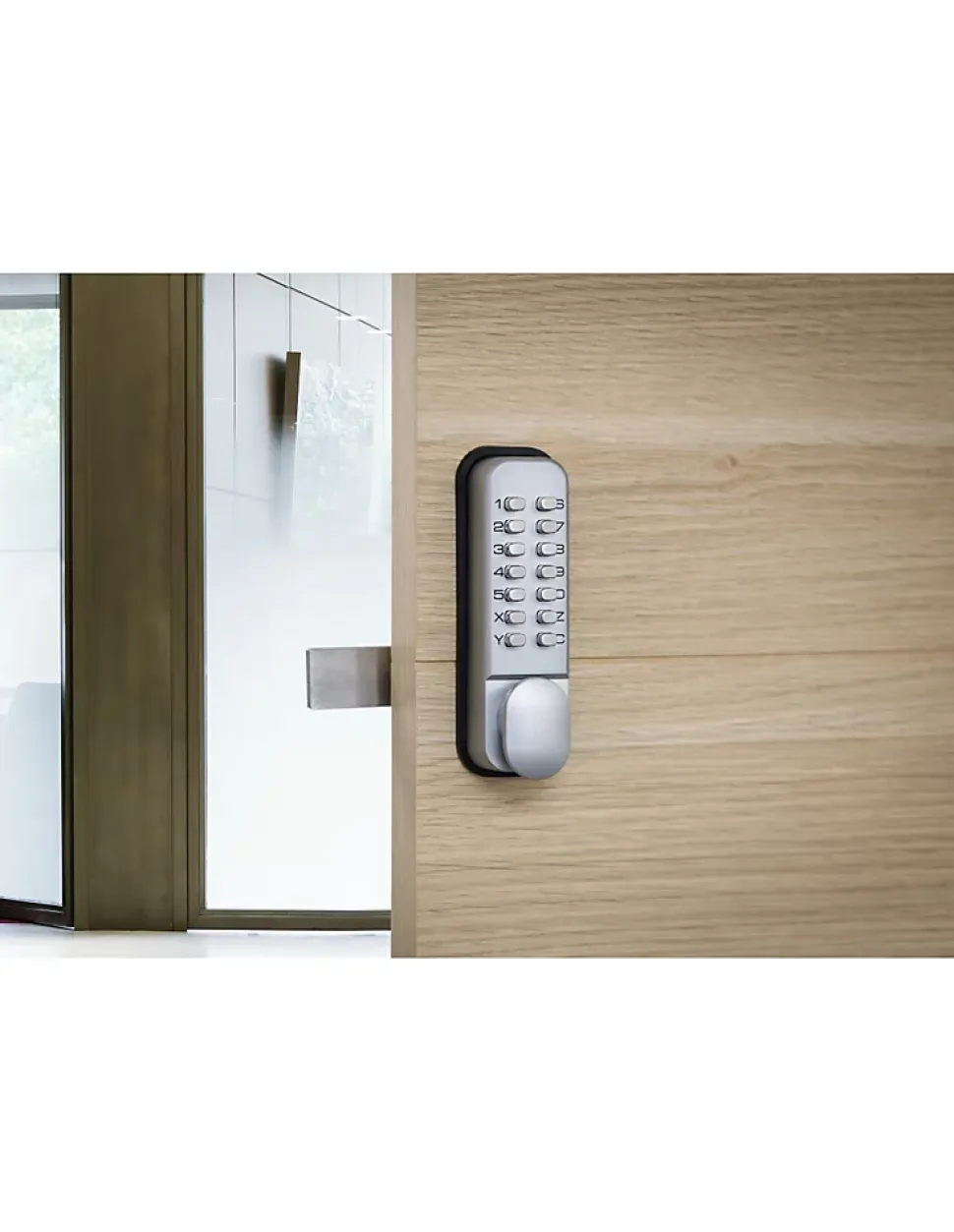 Verrou à combinaison mécanique en applique pour porte intérieure, 8 chiffres ou lettres, chromé mat - THIRARD