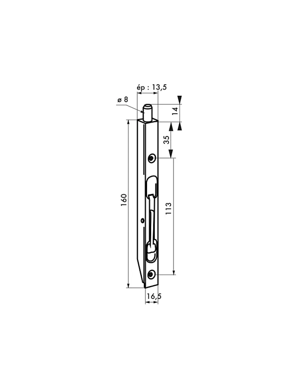 Verrou à onglet à bascule pour fenêtre, 160mm, zingué - THIRARD