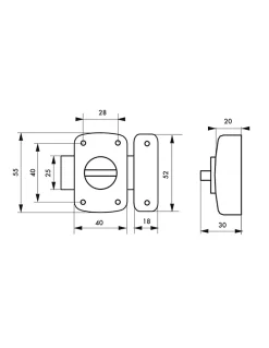 Verrou automatique pour porte d'ameublement, 40mm, bronze - SP