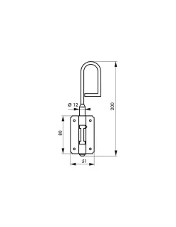 Verrou baïonette, platine, 12x200mm, zingué - THIRARD