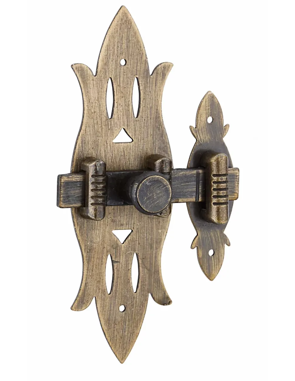 Verrou de meuble Rustique, 40x130mm, laiton patiné - THIRARD