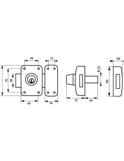 Verrou double entrée Apache pour porte d'entrée, cylindre 40mm, acier, 3 clés, époxy or - THIRARD