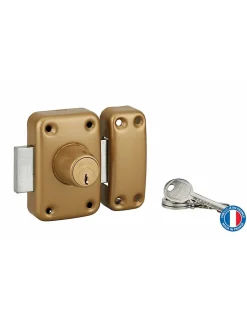 Verrou double entrée Apache pour porte d'entrée, cylindre 50mm, acier, 3 clés, époxy or - THIRARD