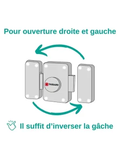 Verrou double entrée Design 5 pour porte d'entrée, cylindre 45mm, acier, 3 clés, argent - THIRARD