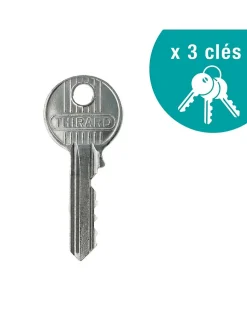 Verrou double entrée Etendard pour porte d'entrée, cylindre 40mm, acier, 3 clés, époxy bronze - THIRARD