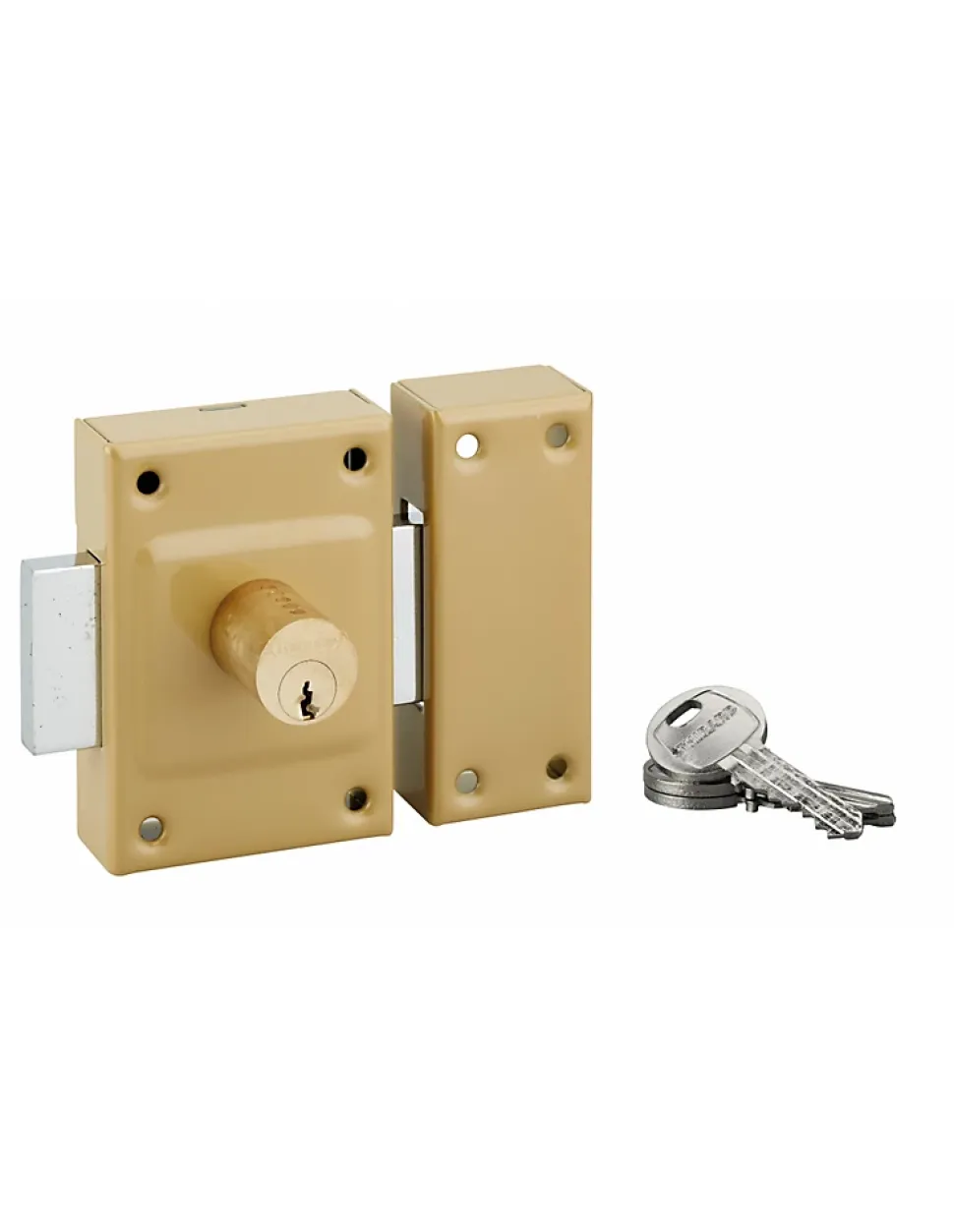 Verrou double entrée Etendard pour porte d'entrée, cylindre 40mm, acier, 3 clés, époxy bronze - THIRARD
