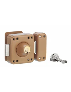 Verrou double entrée Rafale pour porte d'entrée, cylindre 45mm, acier, 3 clés, époxy bonze - THIRARD