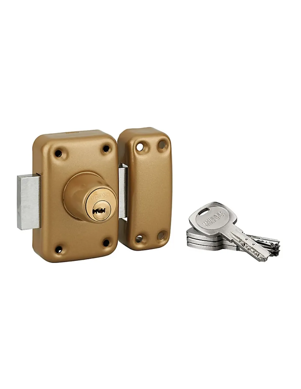 Verrou double entrée Transit 2 pour porte d'entrée, cylindre 40mm, 4 clés, époxy or - THIRARD
