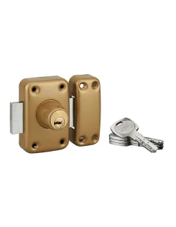 Verrou double entrée Transit 2 pour porte d'entrée, cylindre 45mm, 4 clés, époxy or - THIRARD
