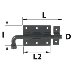 Verrou pistolet + gâche Ø10 noir Afbat