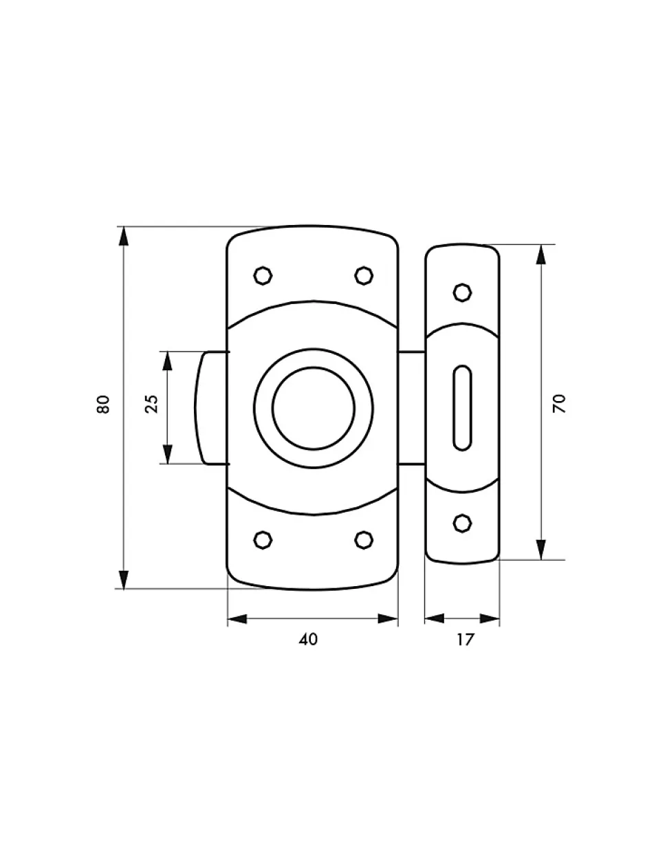 Verrou pour porte d'ameublement, 40mm, laiton chromé - THIRARD